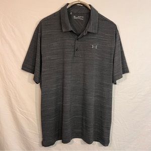 Under Armour Mens Size 2XL Heather Grey Golf Sport Polo Heat Gear